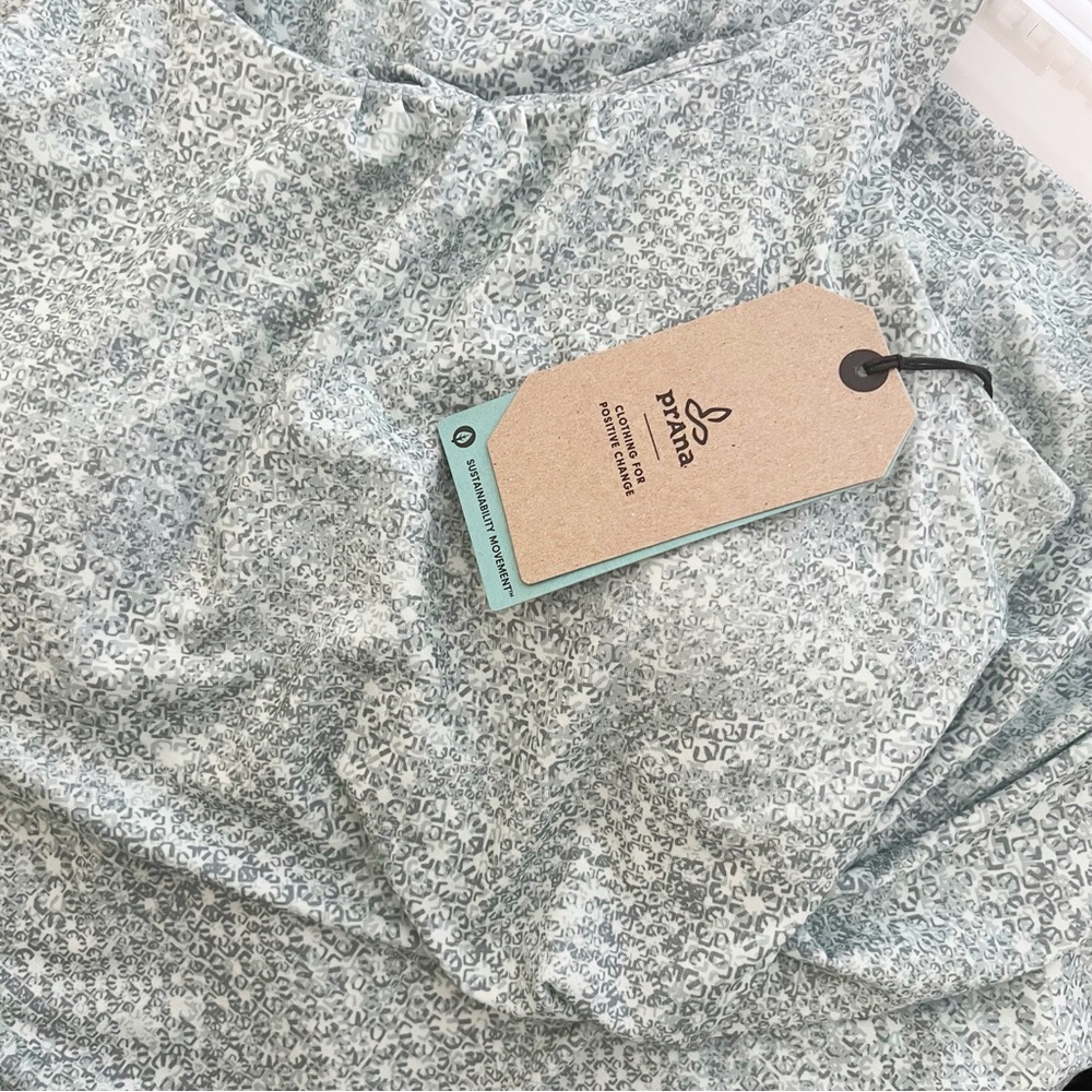 🤍PRANA Skypath Dress Sky Blue Green Halter cut out Backless Sundress - Picture 12 of 12